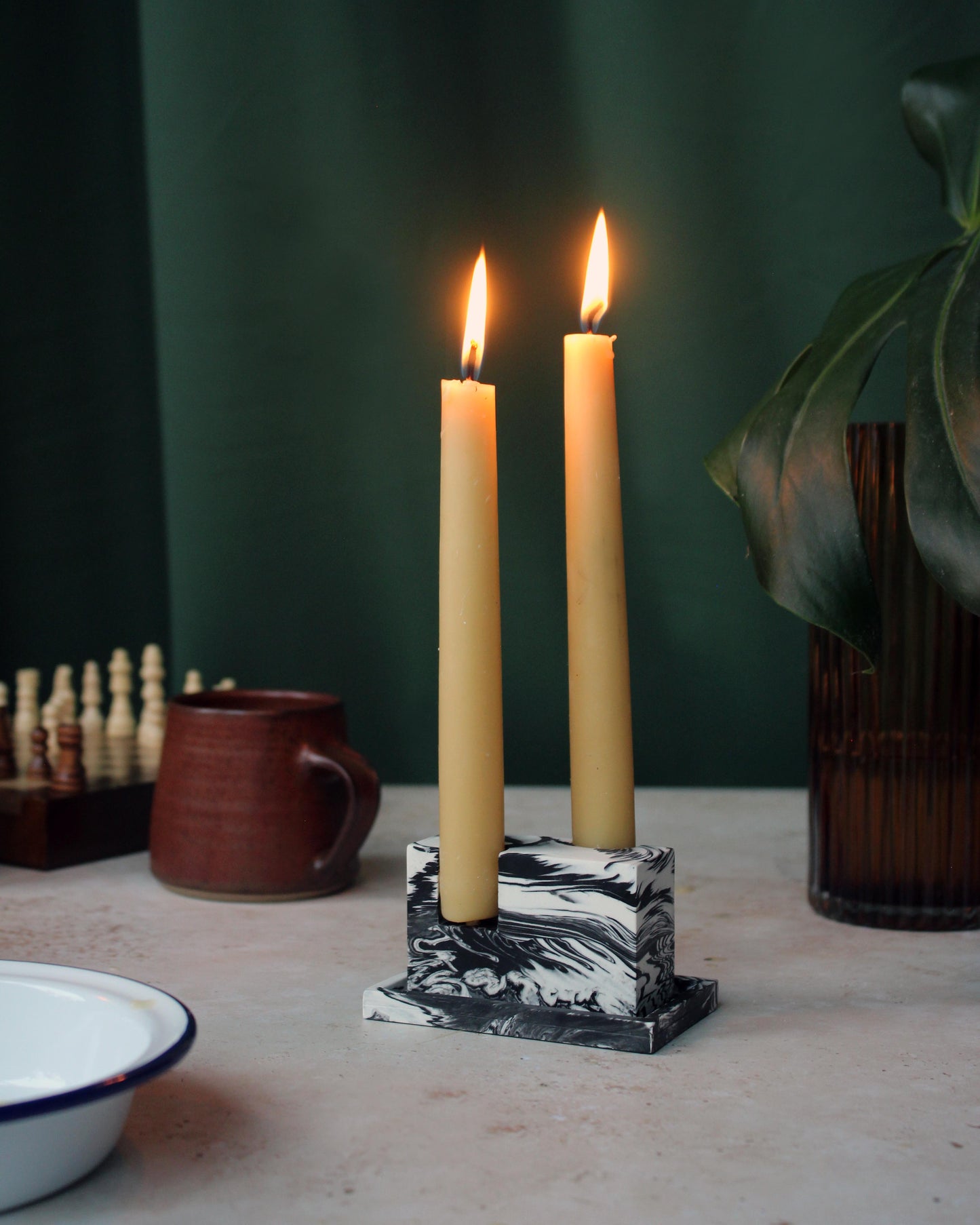 MINIMAL Jesmonite Candle Holder + Tray
