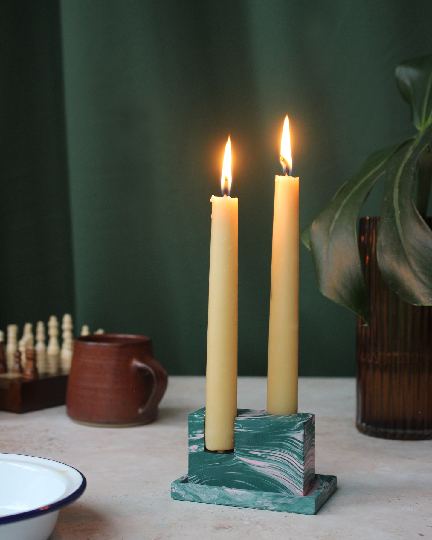 MINIMAL Jesmonite Candle Holder + Tray