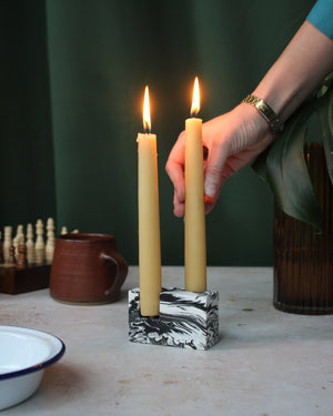 Open image in slideshow, Black and White - MINIMAL Jesmonite Candle Holder
