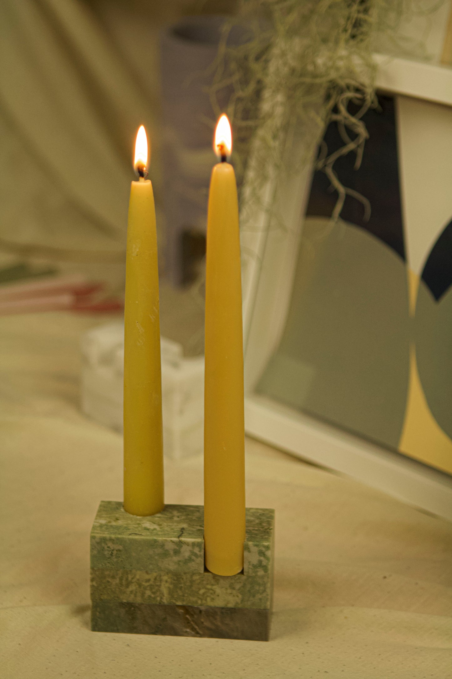 Green REAL Marble Candle Holder