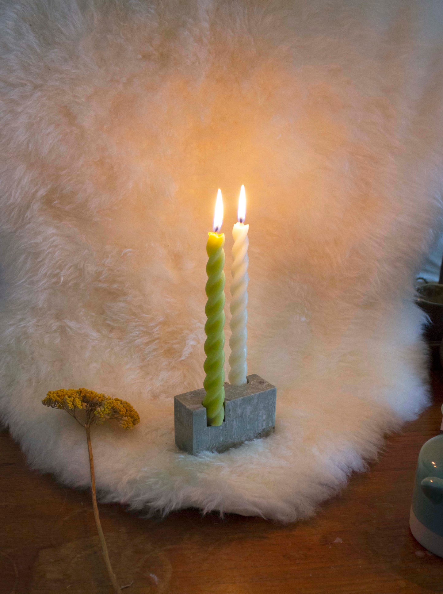 Green REAL Marble Candle Holder